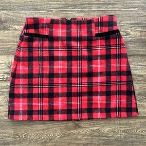 Copper Key XS Red and Black Plaid Skirt With Black Velvet Pockets